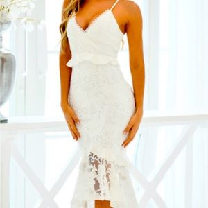 Bridal shower white lace dress